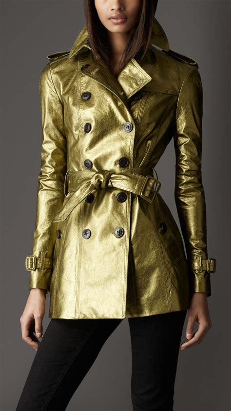 burberry london green metallic and polyester short trench|burberry full length trench coat.